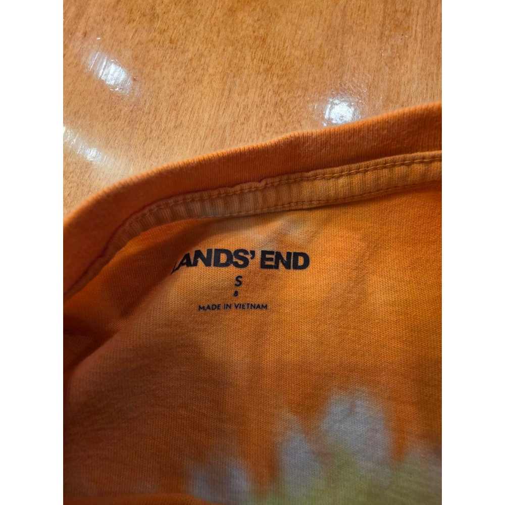 Kids Lands' End Long Sleeve Tie-Dye Tee S (8) Orange Blue - Picture 3 of 7